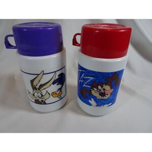 2 Vintage 1996 Warner Bros Thermos Taz and Coyote Road Runner